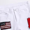 Yeni Beyaz Nakış Kore Edition Tasarımcısı İnce Fit Kot Moda Marka Kırık Delik Elastik Çok Yönlü Yüksek Bel Harlan Street Pantolon