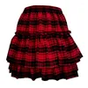 Skirts Y2k Girl Gothic Ruffles Mini Women Elastic Waist Black Red Striped Plaid Skirt Harajuku Goth Punk Skater Korean Clothes