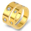 Charme de créateur titanium Steel Full Brick Love Couple Ring Simple Carter Inlaid Wide and Narrow Edition Ten