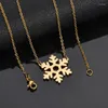 Chains Year Christmas Gift Trendy Snow Winter Snowflake Pendants Necklaces Stainless Steel Flower Necklace For Men Women Jewelry