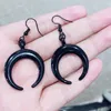 Necklace Earrings Set Fashion Jewelry Gothic Crescent Moon Pendant Black Horn Choker For Women Neck Collar Short Chain Gifts