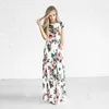 Party Dresses 2023 Summer Women Full Length Dress Round Neck Women's Clothing Bohemian Style Short Sleeve Cotton Printed Flower A-Line