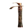 Bathroom Sink Faucets Waterfall Faucet Rose Gold And Cold Single Handle Countertop Mount Solid Brass Jade Basin