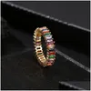 Pierścienie opaski Colorf Cz Square Pierdzież zaręczynowy biżuteria dla kobiet dziewczęta DHPS DHPMS