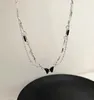 Girocollo Goth Black Butterfly Crystal Wave Collana a catena per donna Egirl Catene vintage estetiche Charms Collares Mujer Jewelry