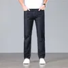 Jeans da uomo Suimmer Cool Thin Fashion Korean Men Black 2023 Business Casual Pantaloni in denim larghi dritti Abiti di marca