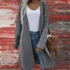 Femmes tricots solide Simple vêtements de détente Long Cardigan manteau automne hiver femmes à manches longues mode dames chandails 2023 col en v en vrac