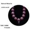 Strand 2023 braccialetto di perline di legno viola naturale 25mm mano per uomo e donna gioielli buddisti braccialetti da uomo regalo