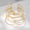 Armbänder Mode Herz Armband für Frauen Gold Farbe Offene Armreif Set Trendy Schmuck Geschenke R230614