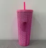 2023 더블 바베비 핑크 두리안 레이저 짚 컵 텀블러 인어 플라스틱 냉수 커피 컵 선물 머그 h1005