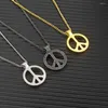 Pendant Necklaces Stainless Steel Round Circle Of Peace Sign Symbol Necklace Jewelry Gift For Him With Chain