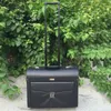 Resväskor Letrend Black Pu Leather Rolling Bagage Suitcase Wheels 18 tum.