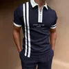 Hommes Polos Mode Personnalité Imprimé À Manches Courtes T-shirt D'été Revers Zipper Clash Couleur POLO Chemise Casual Slim Streetwear Porter 230614