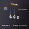 Hängslampor modern kristalllampa restaurang ljuskrona sovrum sovrum liten personlighet belysning koppar kropp AC220V