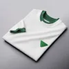 Mens Polos High end luxury white green stitching knitted Tshirt mens Casual Short Sleeve summer Korean fashion embroidery round neck top 230614