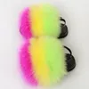 Slipper Summer Children's Colorful Fur Slippers Girl Fluffy Sandals Baby High Quality Furry Slides Kids Cute Plush Shoes Heel Strap 230613