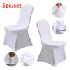 Pokradzki krzesełka 5pcs przewodniczący przewodniczący Wedding Cover Covery Białe krzesło Bankiet Eatyaurant El Dining Party Lycra poliester Spandex Outdoor 230613