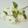 Fiori secchi Seta Rosa Ortensia Bouquet artificiale Matrimonio Casa Decorazione autunnale Disposizione di fiori finti di lusso di alta qualità