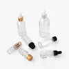 Klarglas-Parfümflaschen für ätherische Öle, flüssiges Reagenz, Pipette, Tropfflasche mit silberner Kappe, weiße Spitze oben, 5–100 ml, Koswo