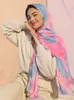 Vêtements ethniques JTVOVO 2023 175x70CM 11 Couleurs Femmes Musulmanes Hijab Mode Tie-dye Perle En Mousseline De Soie Wrap Foulard Dubaï Inde Gradient Turban