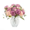 Fleurs séchées en soie Rose artificielle mariage décoration de la maison haute qualité pivoine blanc Bouquet décor de noël fausse fleur