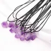 Ciondolo in pietra grezza naturale irregolare Ametista brillante Collana in cristallo minerale Fluorite Quarzo Healing Charms Meditazione Yoga Regalo per feste Fengshui all'ingrosso