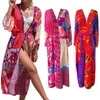 Traje de baño para mujer, Kimono con estampado bohemio, cárdigan, ropa de verano para mujer, ropa de verano de talla grande, Bikini de manga larga, ropa de playa, traje de baño