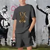 Herren-Trainingsanzüge, 2-teiliges Set, Sommer, bedrucktes Rundhals-T-Shirt, lässige Strand-Shorts, Sportanzüge, Mode, Luxus, männlich, frei, Angelset, Designer