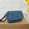 Designer Womens Denim Bag Mini Chest Bag 19 Diamond Flip Knit Buckle Tote Matelasse Chain Crossbody Bag Shoulder Bags Lipstick Makeup Bags Fanny Pack 17x11cm