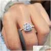 Solitärring Cushion Cut 3Ct Labordiamant 925 Sterling Silber Verlobungsbandringe für Frauen Männer Moissanit Partyschmuck Dr Dhzeo