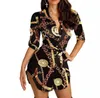 Women Dress Designer Shirt Fashion Sexig Solid Color Short Kirt Single Breasted Flare Sleeve Dress GG3