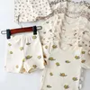 Conjuntos de ropa 1-5T Niño pequeño Bebé Niño Niñas Conjunto de ropa Estampado de pijamas de algodón Conjunto de manga corta Traje de pantalón superior Ropa de dormir Conjunto de traje infantil suave 230613