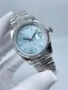 Kvinnors automatiska mekaniska klocka Vattentät ljusblå nagel ansikte 36mm rostfritt stål fällbara spänne kvinnors klocka