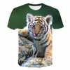 Men's T Shirts Men's Large Animal T-shirt Tiger 3D Printed Short Sleeved T-shirt. Summer Casual Street Fashion Unisex Oversized Clothing