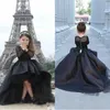 Vestidos de niña Mangas largas Concurso Negro Alto Bajo Madre y vestido de flores para adolescentes Fiesta formal Vestido de comunión sagrada