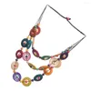 Hänghalsband handgjorda kokosnötskal trä pärla halsband mångfärgade dam smycken souvenir