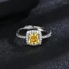 Bröllopsringar Lyxig silverfärg Prinsessan Skuret Sea Blue Gem Stone Engagement Ring för kvinnliga smycken Tillbehör