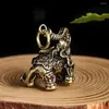 Pendentif Colliers En Laiton Naturel Cuivre Massif Éléphant Animal Vintage Lucky Mascot Porte-clés Collier Dangle Charme Feng Shui Amulette Bijoux