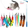 Forniture per animali domestici Giocattolo per gatti Tipo di canna da pesca Canna da pesca a tre sezioni Retrattile per gatti Set di ricambio per bruco di piume di carta