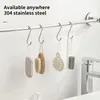 Hooks 304 Stainless Steel Hook Free Punching Double S-Shape Kitchen Bathroom Cabinet Door Back Type Multifunction Storage Hanger