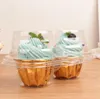 Groothandel 2 Compartiment Cupcake Container - Diepe Cupcakes Carrier Houder Doos Doorzichtige Plastic Case Stapelbaar SN4394