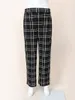 Pantalon Finjani Noir Plaid Casual Straight Summer Loose Chic Elegant Women Plus Size Flared