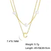 Chains Gold Plated 2 Layered Imitation Pearl Chain Necklace For Women 26 Initial Letter Charm Stainless Steel Collar Choker Jewelry