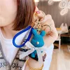 Cute Bear Key Chain Resin Bow Bell Rabbit Keychain Weaving Fashion Doll Bag Pendant Holiday Car Key Ring For Girls Gift