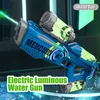 Brinquedos para armas Pistola de água elétrica de disparo contínuo Totalmente automático Luminous Water Blaster Gun Summer Outdoor Pool Toy for Adult Kid Boy Gift 230613