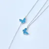 Set di gioielli da sposa in argento sterling 925 con orecchini a bottone a forma di farfalla blu turchese Bracciale con collana Set di gioielli di lusso di marca di moda da donna 230613
