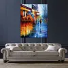 Arte paesaggistica fatta a mano su tela Cafe a Parigi Ii Vibrant Street Artwork Painting Home Decor