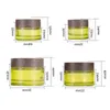 Olive Green Glass Cosmetic Jars Empty Makeup Sample Containers Bottle with Wood grain Leakproof Plastic Lids BPA free for Lotion, Cream Bsbd