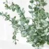 Dried Flowers 10Pcs Artificial Plants Plastic Eucalyptus Leaves Wedding Bouquet Home Garden Wall Diy Room Christmas Autumn Decorations