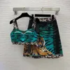 23SS Jupe Set Femmes Designer Clothes Tiger Print Léopard Contraste Fashion Bra Sling avec une taille haute et une taille de taille de haute qualité